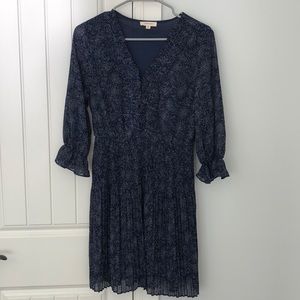 Pleated Mini Dot Dress